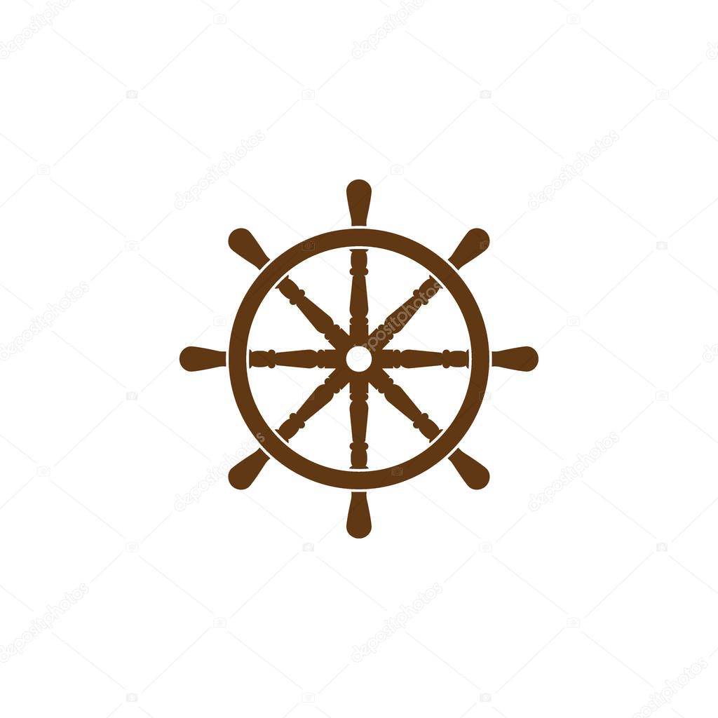 Ship steering wheel. Vector illustration, flat design.