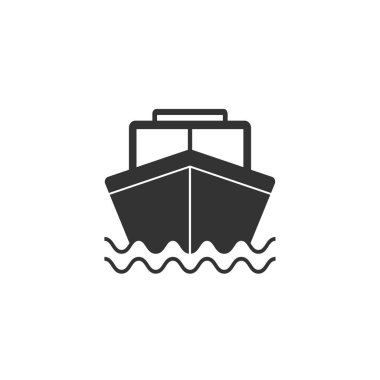 Tekne, yelken, yelken, gemi, yat simgesi. Vektör Illustration, düz tasarım.