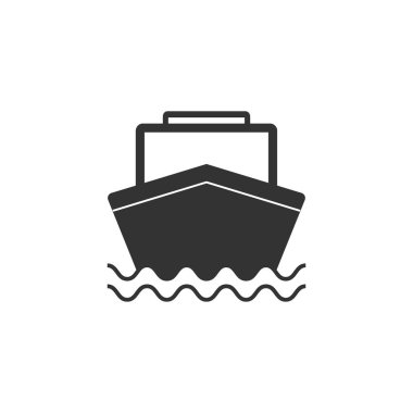 Tekne, yelken, yelken, gemi, yat simgesi. Vektör Illustration, düz tasarım.