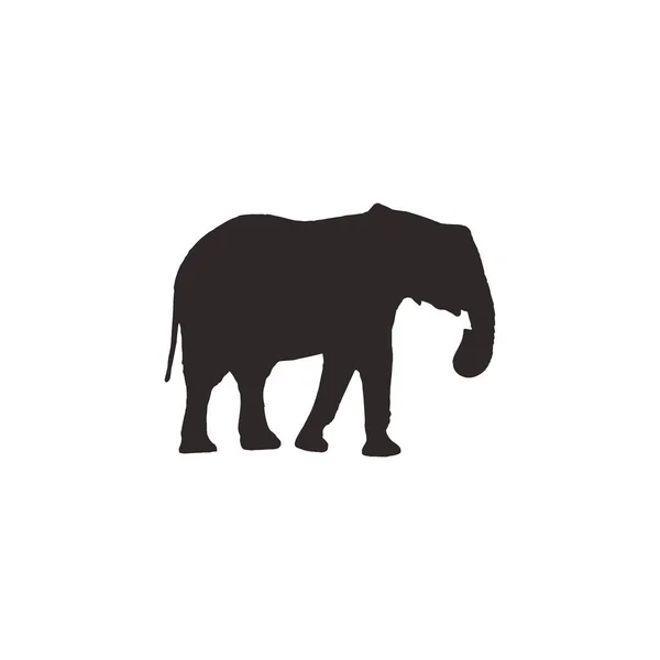 Ο μεγάλος ελέφαντας απομονώθηκε σε λευκό φόντο. Απεικόνιση διανύσματος, σιλουέτα ζώων. — Διανυσματικό Αρχείο