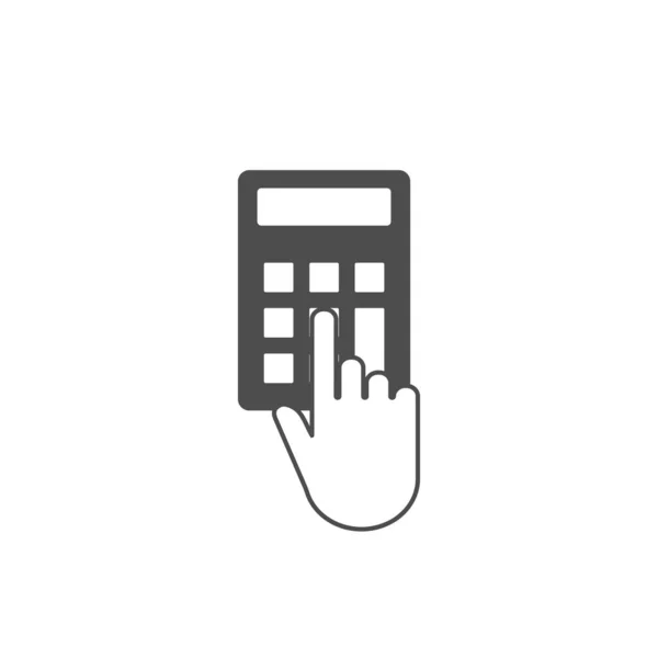 Mano, clic, icono de la calculadora. Ilustración vectorial, diseño plano . — Vector de stock