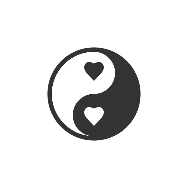 Ikona serca Yin Yang. Ilustracja wektorowa, Płaska konstrukcja. — Wektor stockowy