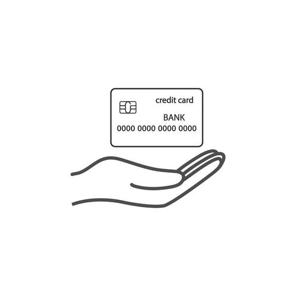 Credit card, hand icon. Vector illustration, flat design. — Stock Vector