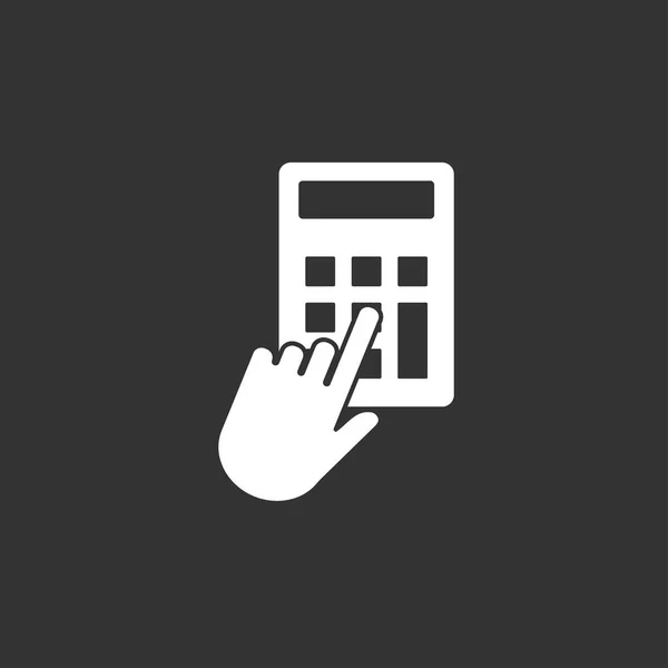 Mano, clic, icono de la calculadora. Ilustración vectorial, diseño plano . — Vector de stock