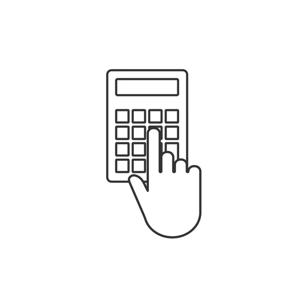 Mano, clic, icono de la calculadora. Ilustración vectorial, diseño plano . — Vector de stock