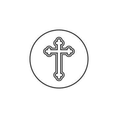 Ortodoks, din, Hıristiyan çapraz ikonu. Vektör illüstrasyon, düz tasarım