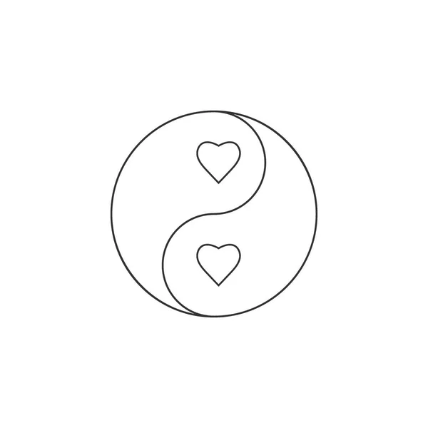 Icona del cuore Yin Yang. Illustrazione vettoriale, design piatto . — Vettoriale Stock
