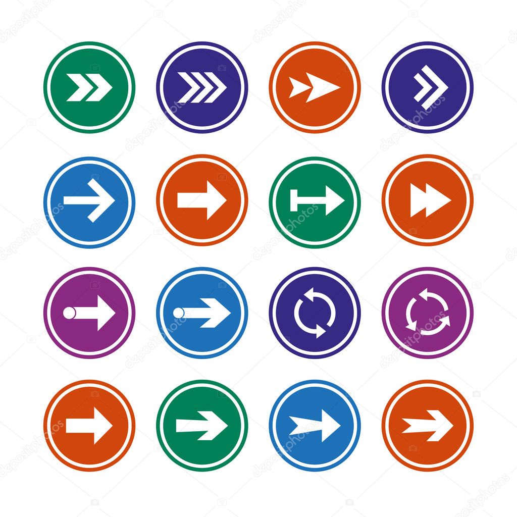 Arrow icon set. Vector illustration, flat design.