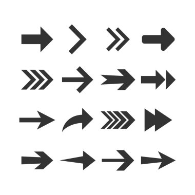 Ok simgesi seti. Vektör Illustration, düz tasarım.