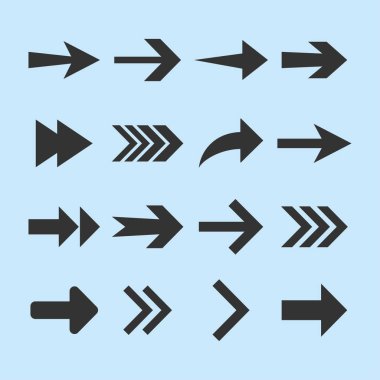 Ok simgesi seti. Vektör Illustration, düz tasarım.