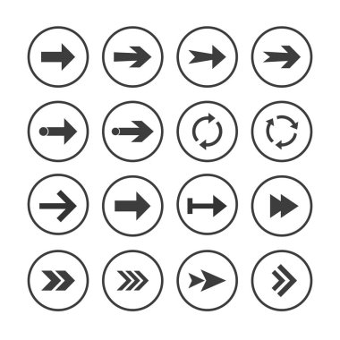 Ok simgesi seti. Vektör Illustration, düz tasarım.