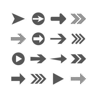 Ok simgesi seti. Vektör Illustration, düz tasarım.