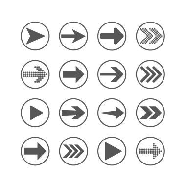 Ok simgesi seti. Vektör Illustration, düz tasarım.