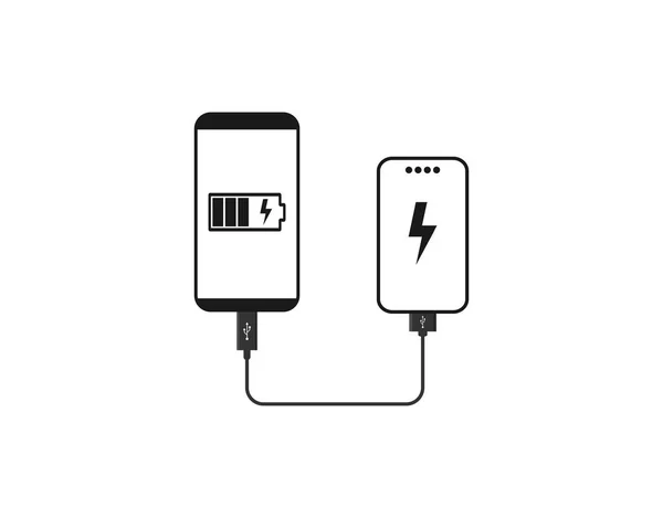 Powerbank carga el icono del teléfono inteligente. Ilustración vectorial, diseño plano . — Archivo Imágenes Vectoriales