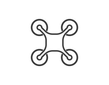 Drone, quadcopter simgesi. Vektör illüstrasyon, düz tasarım.