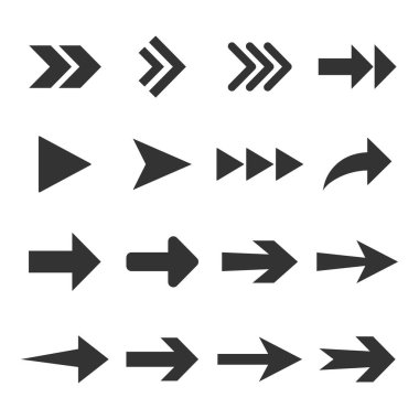 Ok simgesi seti. Vektör Illustration, düz tasarım.