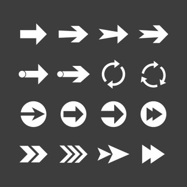 Ok simgesi seti. Vektör Illustration, düz tasarım.