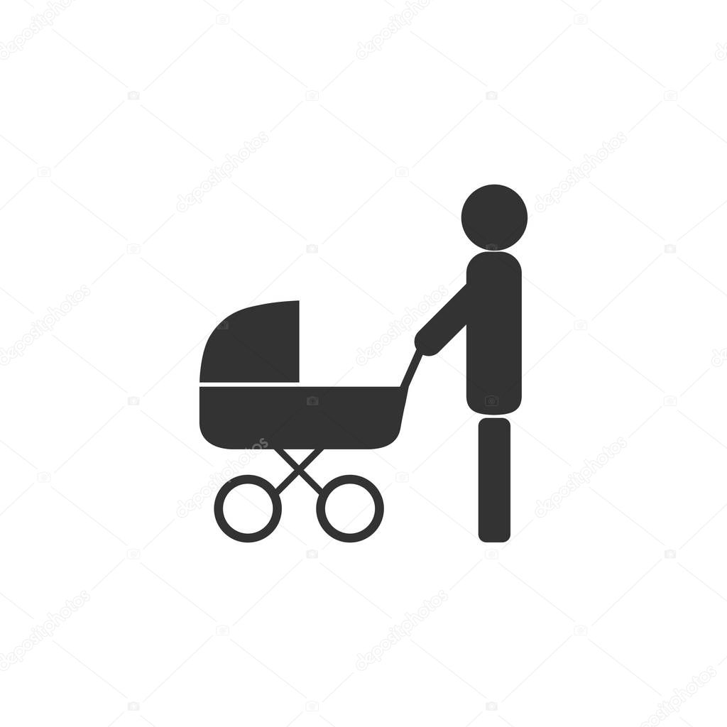 Vector illustration, flat design. Father stroller icon