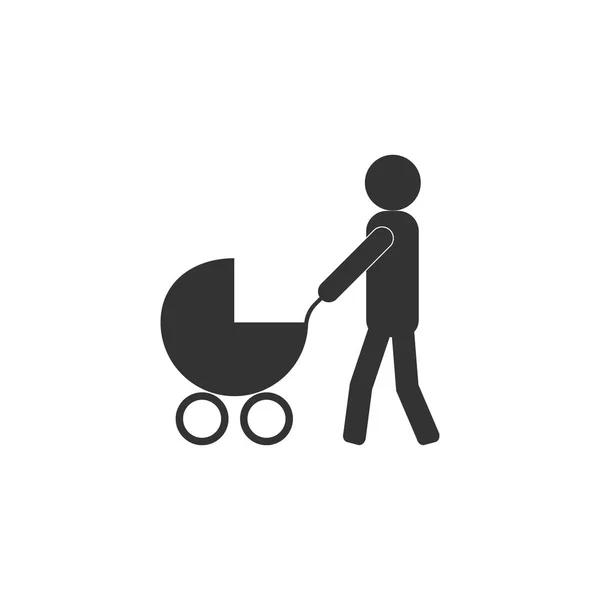 父亲，婴儿车图标矢量插图，平面设计. — 图库矢量图片