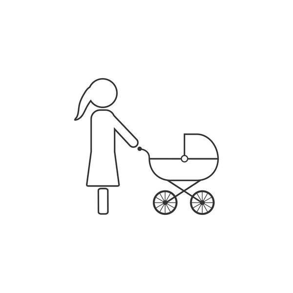 妈妈，婴儿车图标矢量插图，平面设计. — 图库矢量图片