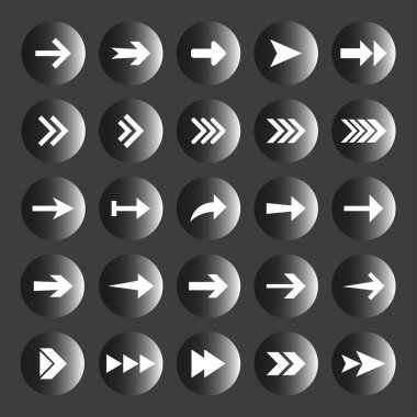 Ok simgesi seti. Vektör Illustration, düz tasarım.