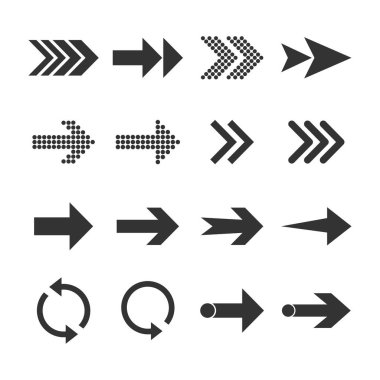 Ok simgesi seti. Vektör Illustration, düz tasarım.