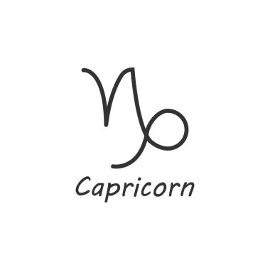 Astroloji, burç, oğlak, zodyak ikonu. Vektör illüstrasyon, düz tasarım.