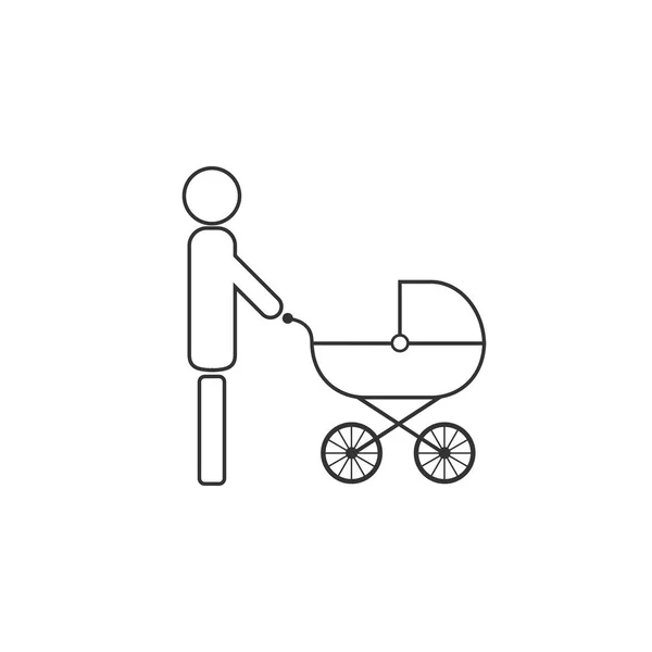 Padre, icona del passeggino. Illustrazione vettoriale, design piatto . — Vettoriale Stock