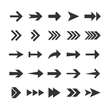 Ok simgesi seti. Vektör Illustration, düz tasarım.