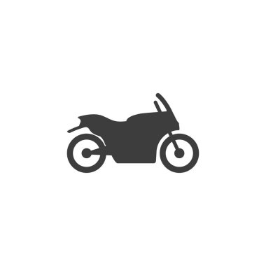 Motosiklet, ulaşım simgesi. Vektör illüstrasyon, düz tasarım.