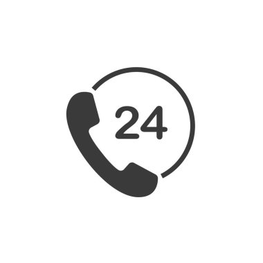 24, arama, destek, alışveriş simgesi. Vektör illüstrasyon, düz tasarım.