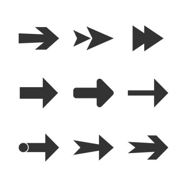 Ok simgesi seti. Vektör Illustration, düz tasarım.