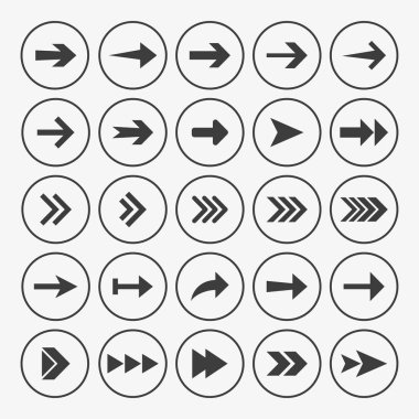 Ok simgesi seti. Vektör Illustration, düz tasarım.