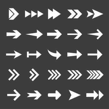 Ok simgesi seti. Vektör Illustration, düz tasarım.