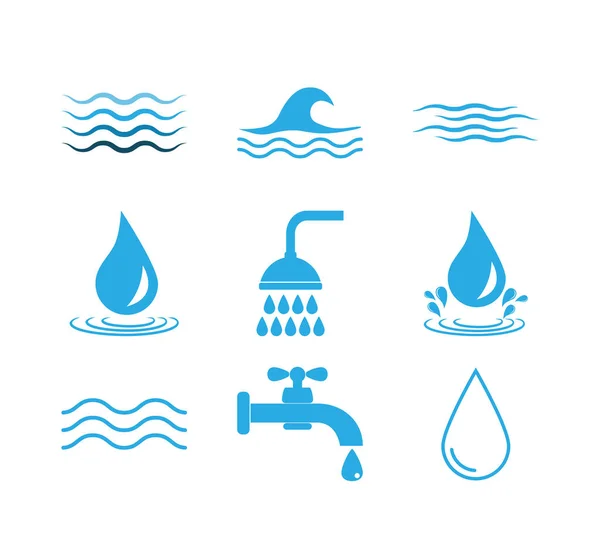 Ensemble icône de l'eau. Illustration vectorielle, design plat . — Image vectorielle