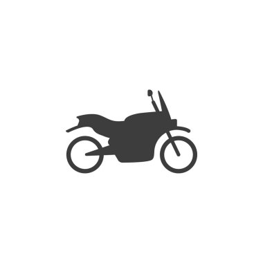 Motosiklet, ulaşım simgesi. Vektör illüstrasyon, düz tasarım.