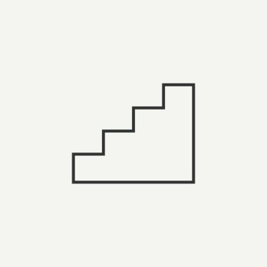 Merdivenler, merdiven boşluğu, yukarı ikon. Vektör illüstrasyonu, düz tasarım.