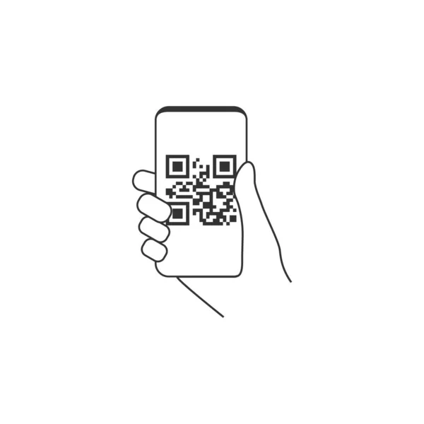 Akıllı telefon, QR kod simgesi. Vektör illüstrasyonu, düz tasarım.