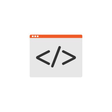 Kod, web simgesi. Vektör illüstrasyonu, düz tasarım.