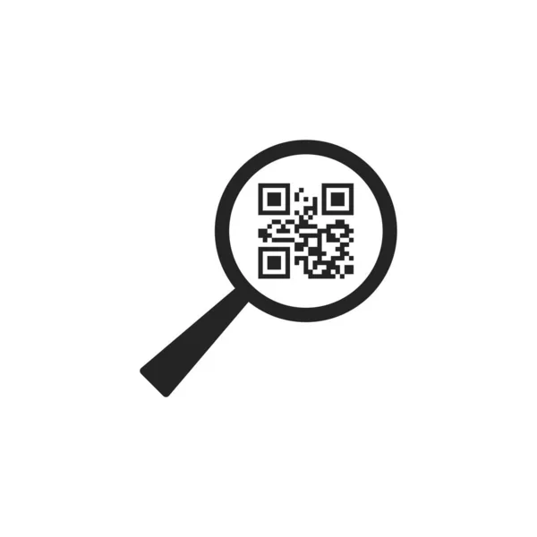 Code QR, icône grossissante. Illustration vectorielle, design plat . — Image vectorielle