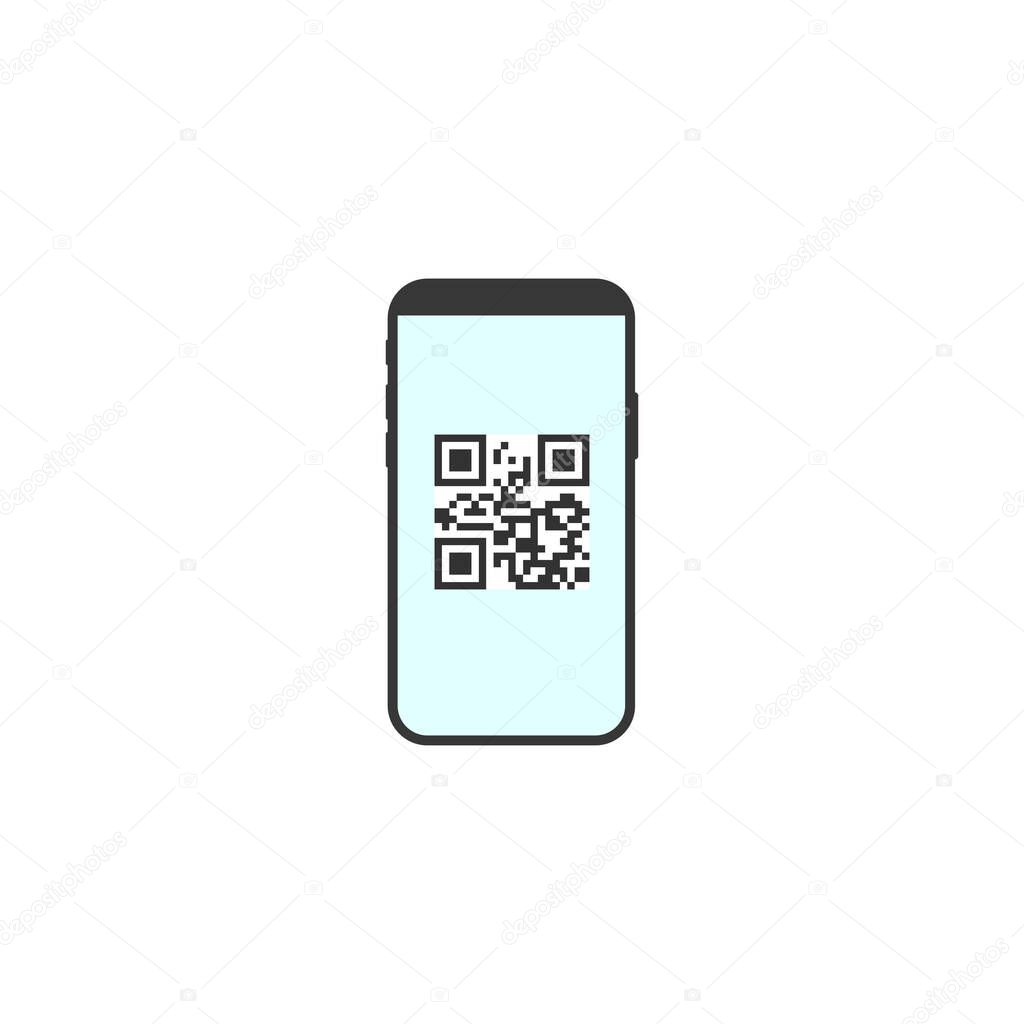 Smartphone, QR code icon. Vector illustration, flat design.