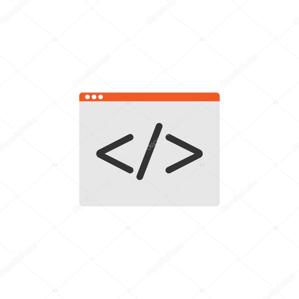 Code, web icon. Vector illustration, flat design.