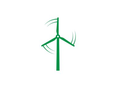 Vektör çizimi, düz tasarım. Rüzgar enerjisi, rüzgar türbini simgesi.