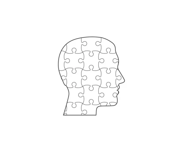 Human head, puzzle icon. Vector illustration, flat design. — Stock Vector