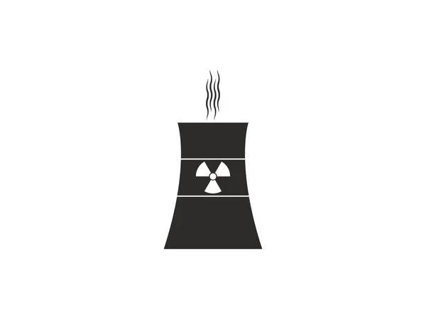 Chladící věž, ikona jaderné elektrárny. Vektorová ilustrace, plochý design. — Stockový vektor