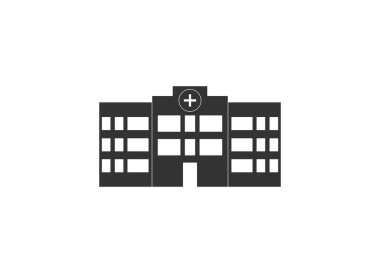 Vektör çizimi, düz tasarım. Klinik hastane simgesi oluşturuluyor