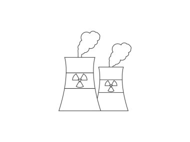 Vektör çizimi, düz tasarım. Soğutma kulesi, nükleer santral simgesi