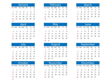 2021 takvimi, hafta Pazar günü başlıyor