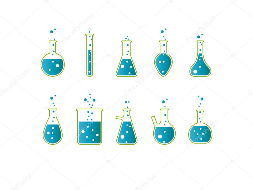 Vector illustration, flat design. Flask laboratory icon