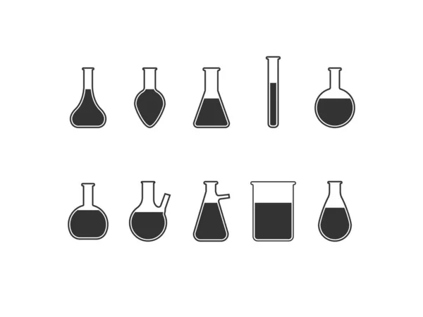 Vector Illustration Flat Design Flask Laboratory Icon — Stock Vector